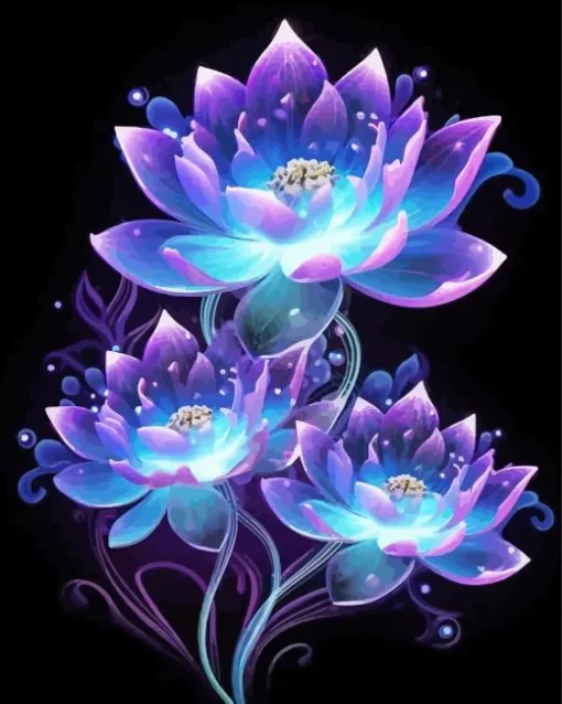 Purple Lotus Flowers Diamond Painting