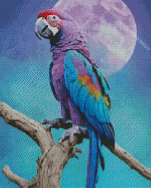 Purple Parrot Diamond Painting