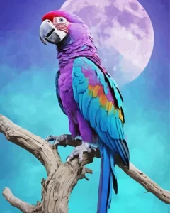 Purple Parrot Diamond Painting