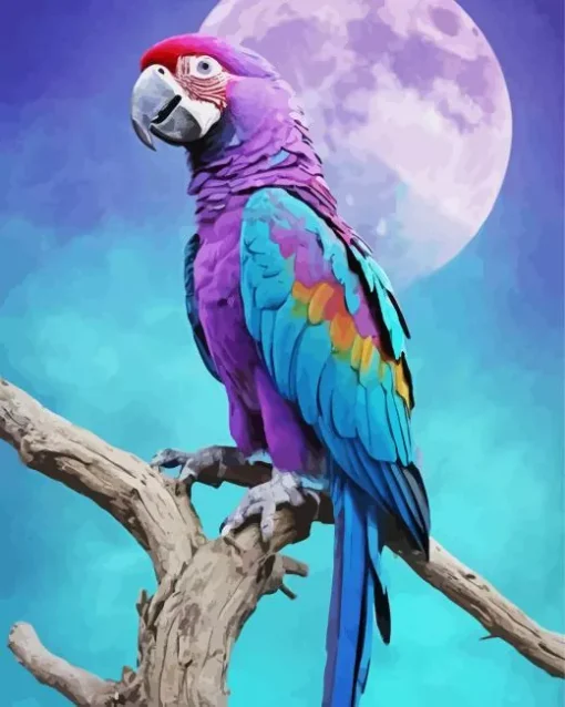 Purple Parrot Diamond Painting