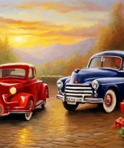 Blue And Red Cars Diamond Painting