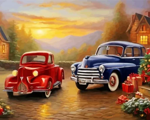Blue And Red Cars Diamond Painting
