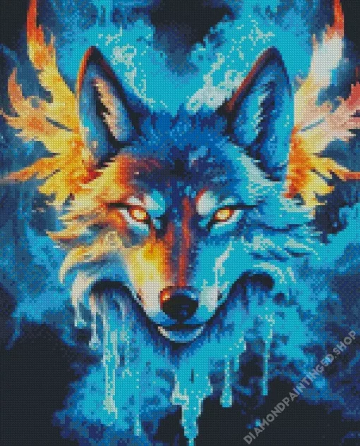 Red Fire Wolf Diamond Painting
