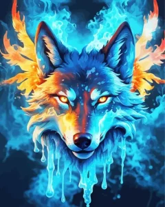 Red Fire Wolf Diamond Painting