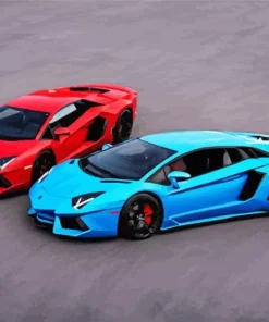 Blue And Red Lamborghini Diamond Painting