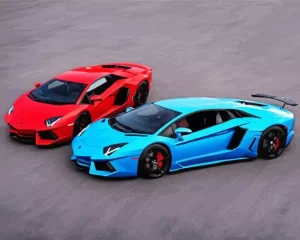 Blue And Red Lamborghini Diamond Painting