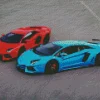 Blue And Red Lamborghini Diamond Painting