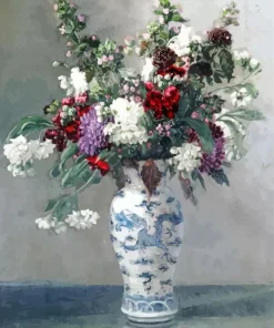 White Flower Vase Diamond Painting