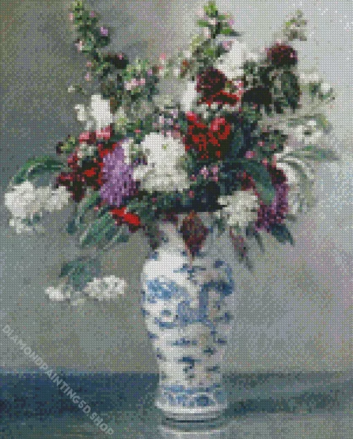 White Flower Vase Diamond Painting