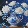 White Flowers Vase Diamond Painting