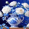 White Flowers Vase Diamond Painting