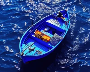 Blue Boat Diamond Painting
