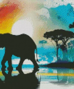 Elephant Silhouette Diamond Painting