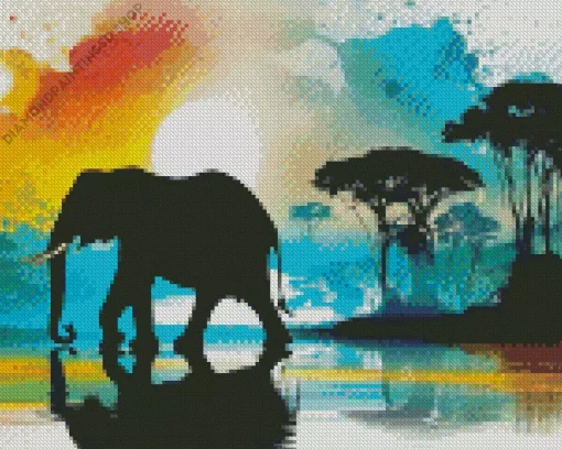 Elephant Silhouette Diamond Painting