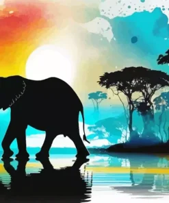 Elephant Silhouette Diamond Painting