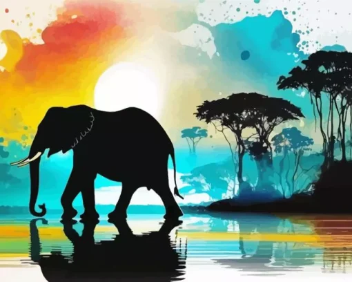 Elephant Silhouette Diamond Painting