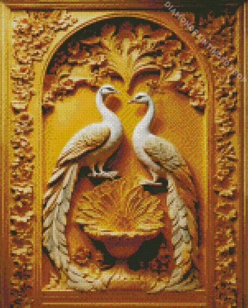 Golden Peacocks Diamond Painting