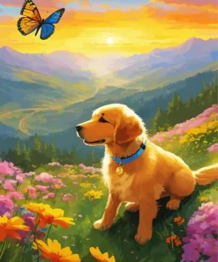 Retriever In Sunset Diamond Painting