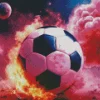 Pink Flaming Football Diamond Painting