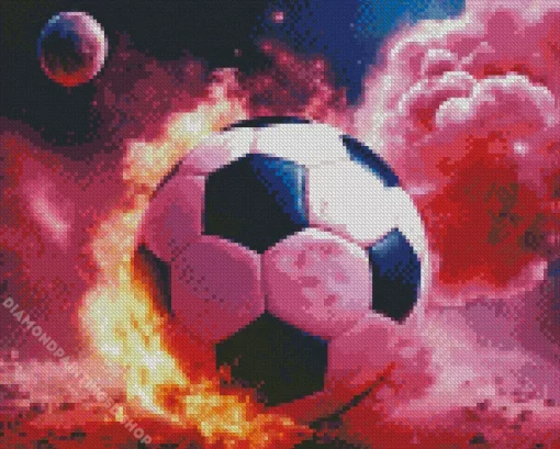 Pink Flaming Football Diamond Painting