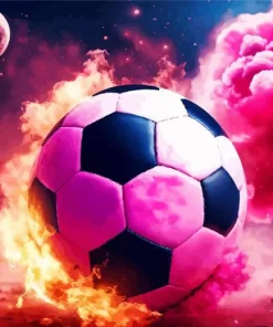 Pink Flaming Football Diamond Painting