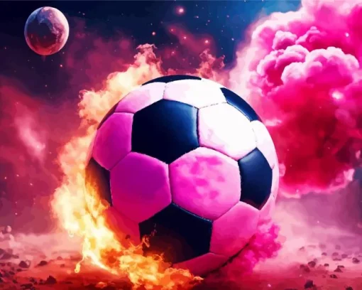 Pink Flaming Football Diamond Painting