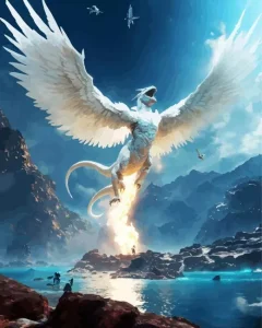 White Griffin Diamond Painting