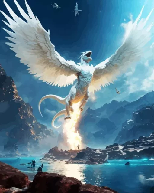 White Griffin Diamond Painting