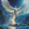 White Griffin Diamond Painting