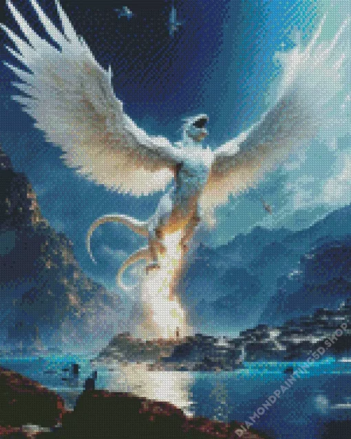 White Griffin Diamond Painting