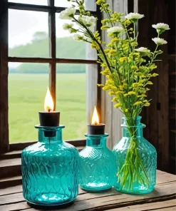 Blue Glass Vases Diamond Painting