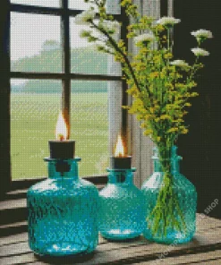 Blue Glass Vases Diamond Painting