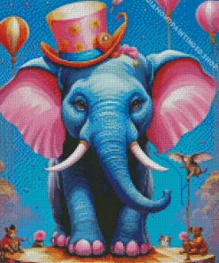 Circus Blue Elephant Diamond Painting
