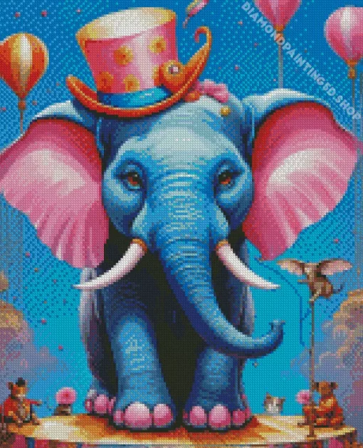 Circus Blue Elephant Diamond Painting