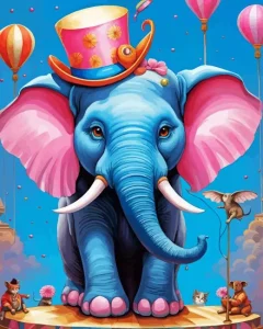 Circus Blue Elephant Diamond Painting