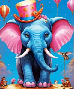 Circus Blue Elephant Diamond Painting