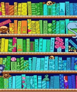 Colorful Book Shelf Diamond Painting
