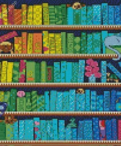 Colorful Book Shelf Diamond Painting