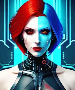 Cyberpunk Blue Girl Diamond Painting