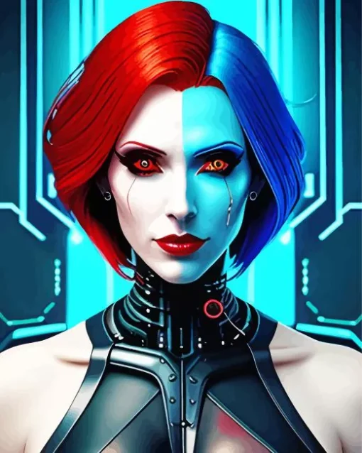 Cyberpunk Blue Girl Diamond Painting