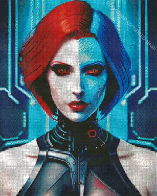 Cyberpunk Blue Girl Diamond Painting