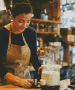Female Barista Diamond Painting