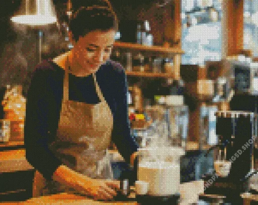 Female Barista Diamond Painting