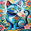 Floral Cat Art Diamond Painting