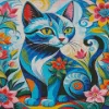 Floral Cat Art Diamond Painting