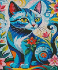 Floral Cat Art Diamond Painting