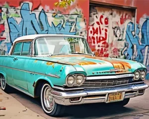 Old Blue Car Diamond Painting