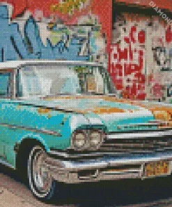 Old Blue Car Diamond Painting