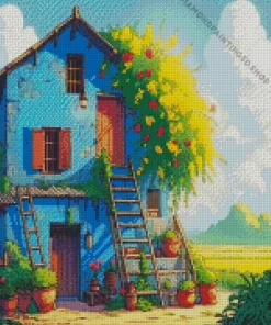 Old Blue House Diamond Painting