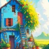 Old Blue House Diamond Painting
